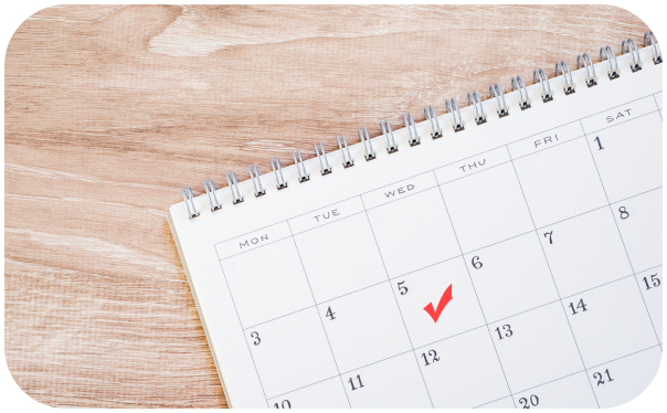 診療後のお会計と次回予約をイメージしたカレンダー