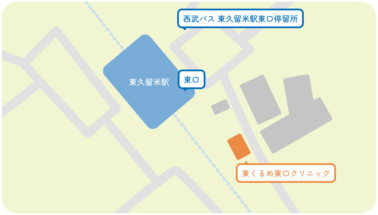 東久留米駅東口から徒歩1分の位置にある東くるめ東口クリニック